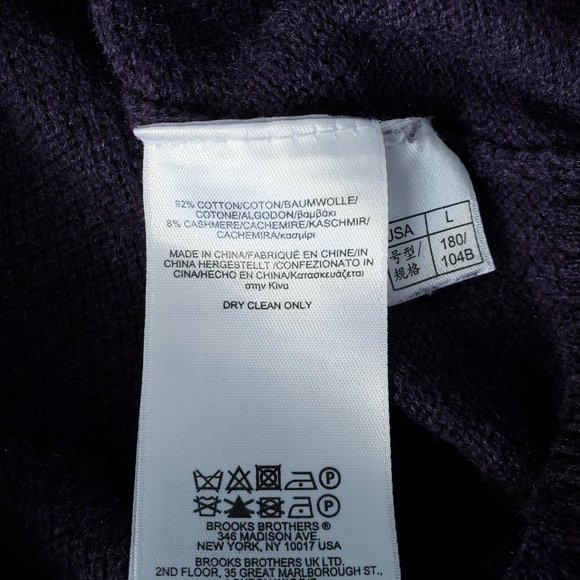 Brooks Brothers Cashmere Blend Quarter Zip Long Sleeve Purple Pullover - Picture 6 of 7